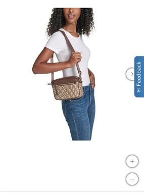 DKNY Brown Logo Print Crossbody Bag